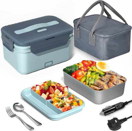 Monteka Electric Lunch Box for Adults, 100W Fast Heating Food, Double-Layer Portable Food Warmer