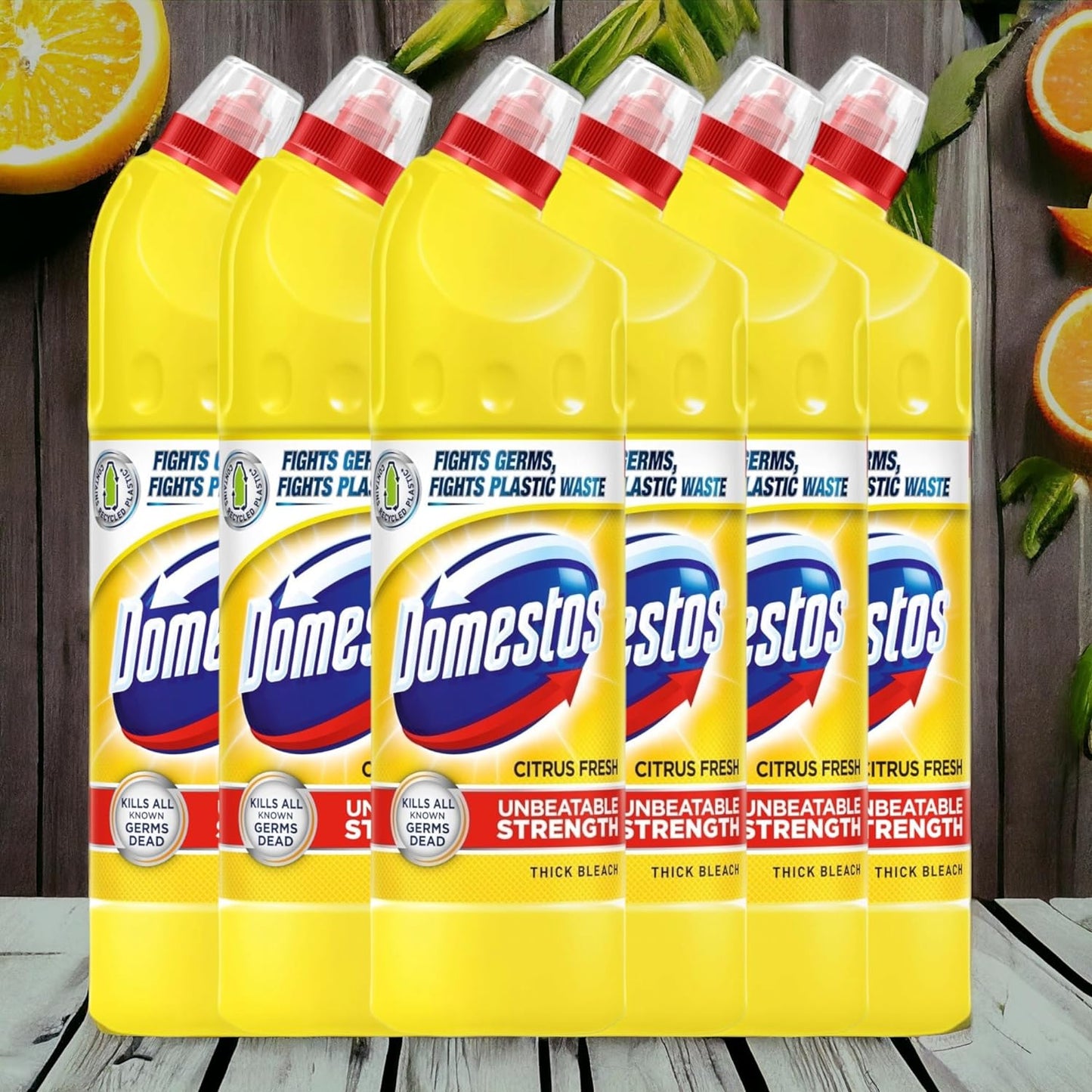 7 x 750ml Domestos Citrus Fresh Thick Bleach eliminates 99.9% of bacteria and viruses