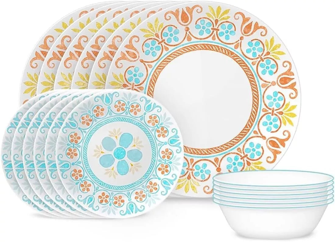 Corelle 12-Piece Round Dinnerware Set, Service for 6, Lightweight Round Plates